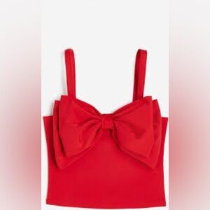 H and M Red Bow Crop Top